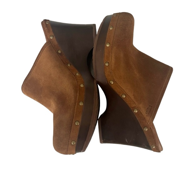UGG  MARSALIS Chestnut Suede Clogs Size 10 - Picture 4 of 7